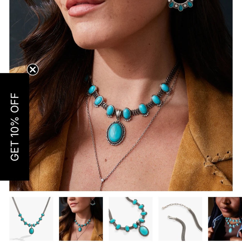 Turquoise and Silver Statement Necklace - Picture 2 of 9